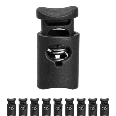 Abbildung von Kordel Stopper, 1 Loch, 10 Stück, Schwarz, für bis Ø 7 mm Kordeln, Band Klemme Jacke, Bekleidung, Rucksack, Gummikordel Schnellverschluss Schnürsenkel, Schnur Rutsche, Tanka Kordelstopper