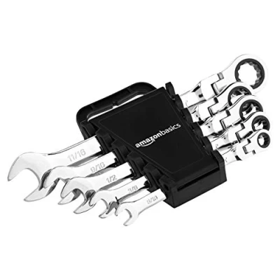 Abbildung von Amazon Basics Flexibles Ratschenschlüssel Set, Zollgrößen (SAE), 5 teilig