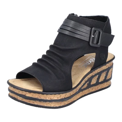 Abbildung von Rieker Keilsandalette, Sommerschuh, Sandale, Keilabsatz, mit Reißverschluss innen
