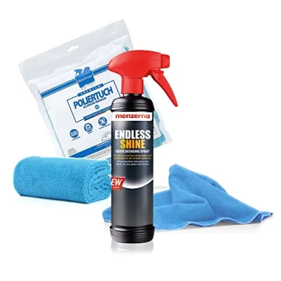 Abbildung von detailmate Set Menzerna Endless Shine Quick Detailing Spray Perfekter Tiefenglanz und Schutz auf Allen Oberflächen 0,5l + Mikrofasertuch Poliertuch