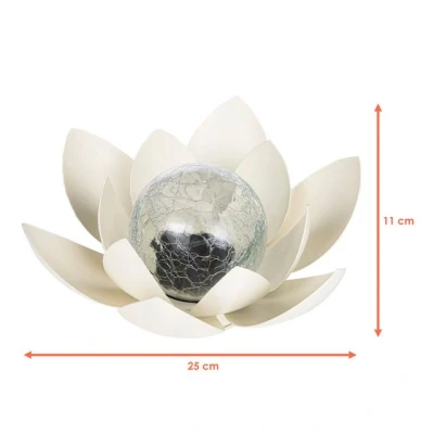 Abbildung von Spetebo LED Solarleuchte Solar Lotusblüte mit Crackleglas Kugel 25 x 11 cm, LED, warm weiß, Garten Deko Kugelleuchte
