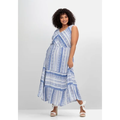 Abbildung von Sheego Maxikleid, Damen, Größe: 44, Blau gemustert