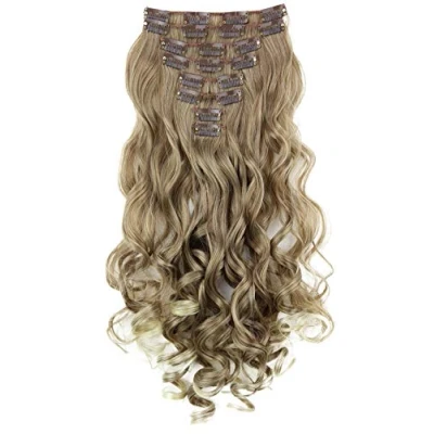 Abbildung von CAISHA XXL 8 Teiliges Set 45cm Langhaarige CLIP IN EXTENSIONS Synthetik Haarverlängerung Haarteil Voluminös Gelockt Blond Braun Mix CES11 1