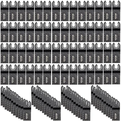 Abbildung von VEVOR 100x Multitool Sägeblätter Oszillierendes Zubehör Set HCS+Edelstahl Segmentsägeblatt 1 3/8 Zoll Multifunktionswerkzeug 45 47 HRC