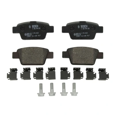 Abbildung von BOSCH 0 986 494 030 Bremsbelagsatz Low Metallic mit Schrauben Zubehör FIAT: BRAVO 2, Stilo Schrägheck, TOYOTA: Aygo, ALFA ROMEO: MiTo