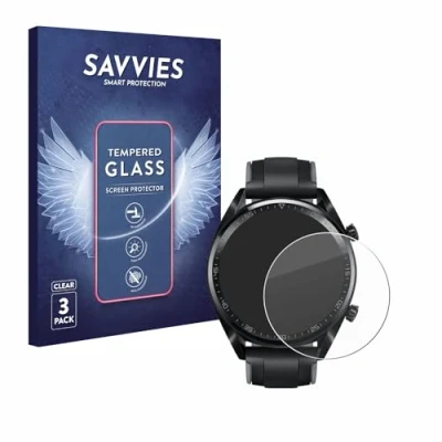 Abbildung von Savvies 3x Schutzglas für Huawei Watch GT/GT Active 9H Hartglas, Anti Fingerprint, Displayschutz