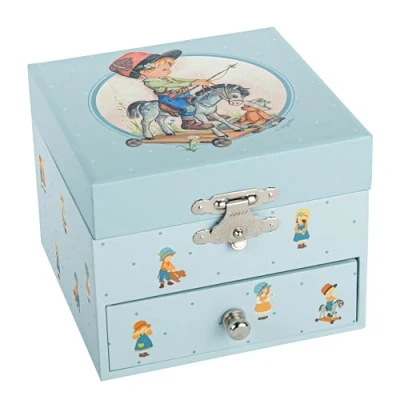 Abbildung von TROUSSELIER Eschaukelpferd Kindheitserinnerungen Schatzkiste &amp; Musikschmuck Spieluhr Ideales Kindergeschenk Musik Serenade von Schubert Farbe Himmelblau
