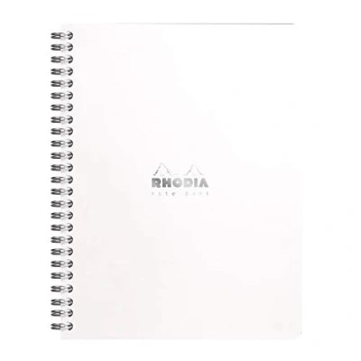 Abbildung von Rhodia 193461C Notizbuch (mit Doppelspirale, liniert, mikroperforiert, DIN A5+ 160 x 210 mm, 80 g, Blatt) 1 Stück weiß