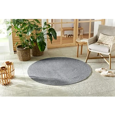 Abbildung von NORTHRUGS Teppich &quot;Trenzado&quot;, rund, In &amp; Outdoor, Handmade Look, Gewebt, Wetterfest, Balkon, Wohnzimmer
