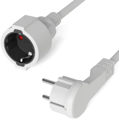 Abbildung von hb digital 2m Strom Verlängerungskabel mit Flachstecker Kabel Schutzkontaktstecker und Schutzkontaktkupplung Verbindung Kupplung 250V/16A max 3500W Weiss