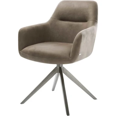 Abbildung von Drehstuhl Pejo Flex Mikrofaser Taupe Vintage Kreuzgestell breit Graphit 360 drehbar Wippfunktion Taschenfederkern