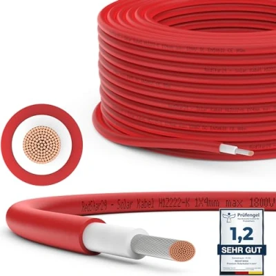 Abbildung von RedStar24 Premium Solarkabel 4mm² Rot 100m TÜV SÜD geprüft UV beständig, flexibel, Photovoltaik Kabel, PV Solar Anschlusskabel für Solarpanel, Wechselrichter &amp; Laderegler langlebig