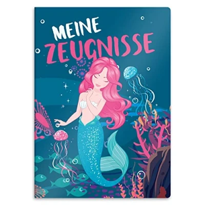 Abbildung von itenga Organisationsmappe Zeugnismappe A4 Kunststoff Sichtbuch Motiv Meerjungfrau