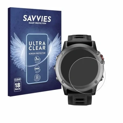 Abbildung von Savvies 18 Stück Schutzfolie für Garmin Fenix 3 HR Displayschutz Folie Ultra Transparent