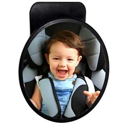 Abbildung von Großer Rücksitzspiegel für Babys19 cm BabyView Sicherheitsspiegel alle Autos perfekt Babyschalen und Kindersitze mehr Sicherheit im Auto einfachste Montage