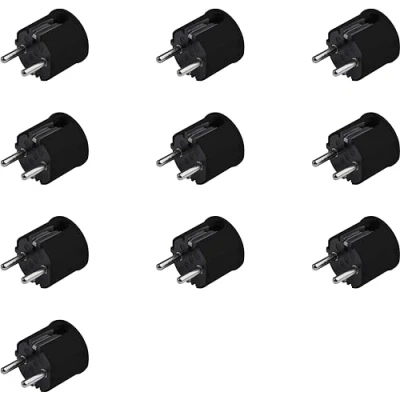 Abbildung von Meister Schutzkontakt Stecker 10 Stück Kunststoff schwarz 250 V 16 A Max. Kabelquerschnitt 2,5 mm² IP20 Innenbereich Seitliche Einführung / Schuko mit Zugentlastung 7421680