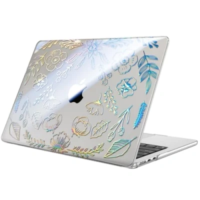 Abbildung von Fintie Hülle Kompatibel mit MacBook Air M3 M2 13.6 Zoll (2024 2022) A3113 A2681, Ultradünne Hartschale Schutzhülle Snap Case Zoll, Garten(Klar)