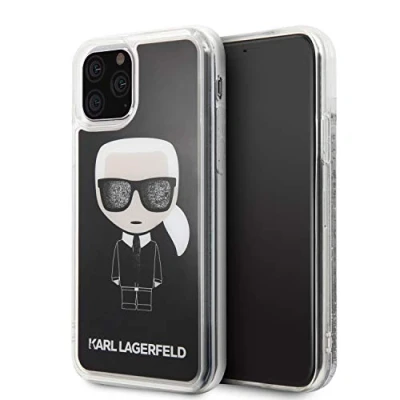 Abbildung von CG MOBILE Karl Lagerfeld PC TPU Case für iPhone 11 Pro mit flüssiger Sonnenbrille Glitzer Hard Schwarz Drop Protection Stoßdämpfung Offiziell lizenziert