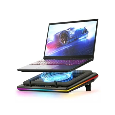 Abbildung von llano RGB Gaming Laptop Kühler Kühlpad Kühlkissen mit stufenloser Touch Bedienung &amp; Mauspad 3 Port USB A Extra groß Leistungsstarker Turbo Lüfter Dichtungsschaum für 15 19&#039;&#039; Computer Notebook