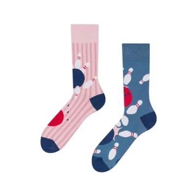 Abbildung von Dedoles Socken Unisex Damen Herren &amp; Kinder Baumwolle viele lustige Designs 1 Paar Geschenk links rechts verschieden, Farbe: Blau, Motiv: Bowling, Gr. 43 46