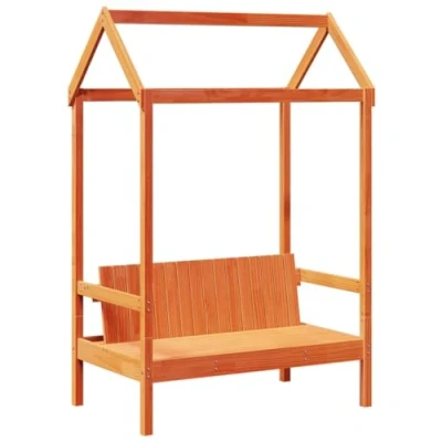 Abbildung von vidaXL Sitzbank Bank mit Dach Wachsbraun 117,5x70x176,5 cm Massivholz Kiefer