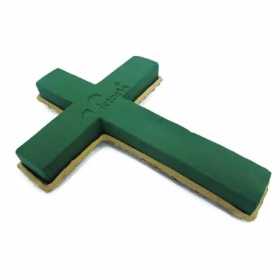 Abbildung von Creativery Nass Steckschaum Kreuz 40x30x5cm mit Eco Unterlage für Profi Floristen &amp; Hobby Bastler umweltfreundlicher Frischblumen Steckschwamm Groß Floristikbedarf Grün Natur Braun