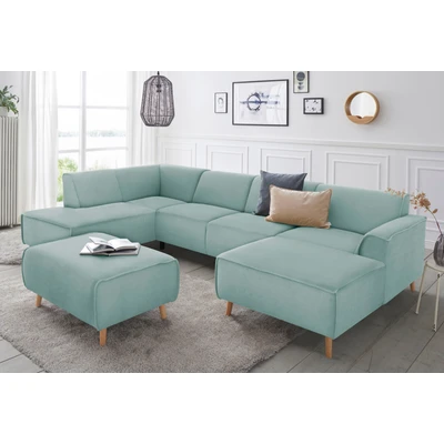 Abbildung von andas Wohnlandschaft &quot;Janek U Form&quot;, mit Federkern und Keder in scandinavischem Design