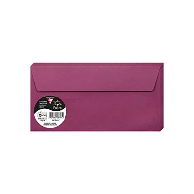 Abbildung von Clairefontaine 5765C Packung mit 20 Umschläge Pollen selbstklebend, Format DL 11x22cm, 120g, ideal für Ihre Einladungen und Korrespondenz, Himbeerrot, 1 Pack