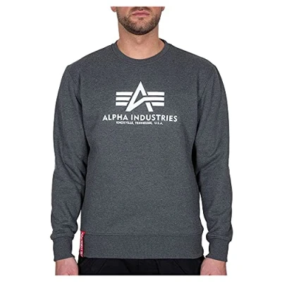 Abbildung von Alpha Industries Basic Sweater Sweatshirt für Herren Charcoal Heather/White