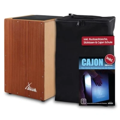 Abbildung von XDrum Cajon Primero Sapeli Kistentrommel inkl. Rucksacktasche und Schule Trommelkiste mit Snare Sound Holz Drum Kiste Gigbag