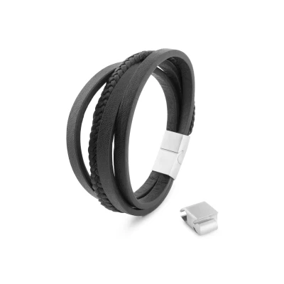 Abbildung von Akitsune Pathfinder Armband, Herren, Größe: 17cm, Silver/black