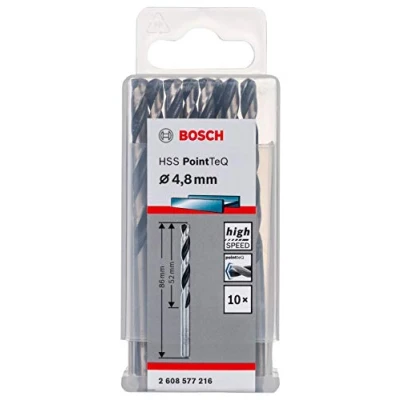 Abbildung von Bosch Professional 10 Stück HSS Spiralbohrer PointTeQ (für Metall, 4,8 x 52 86 mm, Zubehör Bohrschrauber)