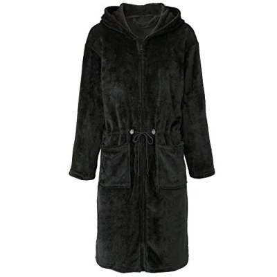 Abbildung von CelinaTex Bademantel Hausmantel Damen Flanell Kapuze Reißverschluss Vital S bordeaux, Polyester