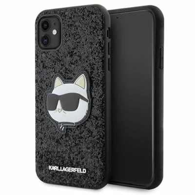 Abbildung von Karl Lagerfeld KLHCN61G2CPK Hülle für iPhone 11 / Xr 6.1&quot; Schwarz hardcase Glitter Choupette Patch