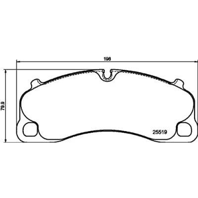 Abbildung von HELLA 8DB 355 039 991 Bremsbelagsatz für Verschleißwarnanzeiger vorbereitet PORSCHE: 911 Coupe, Cabrio, 718 Cayman Coupe