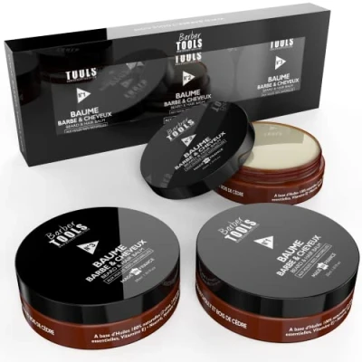 Abbildung von Set Bartbalsam N1/2/3 3X30ml Mit 100% natürlichen Ölen MADE IN FRANCE Nährt, hydratisiert, strukturiert. 2 Wachsen, Buttern, 5 Pflanzenölen, ätherischen Ölen, Vitamin E BARBER TOOLS