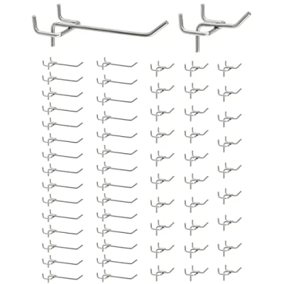 Abbildung von QWORK® 60X Lochwandhaken, Stecktafel Haken Werkzeugwand für Verkaufsdisplays (5cm, 10cm)