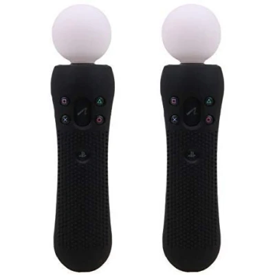 Abbildung von 2 x rutschfeste Silikon Gummi Schutzhülle, Ersatz für PS4 VR Move PS Motion Controller (schwarz)