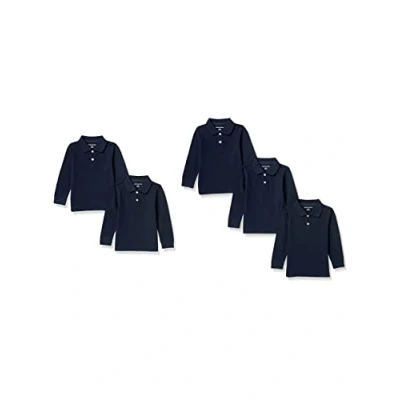 Abbildung von Amazon Essentials Jungen Langärmelige Piqué Poloshirts, 5er Pack, Marineblau, 2 Jahre