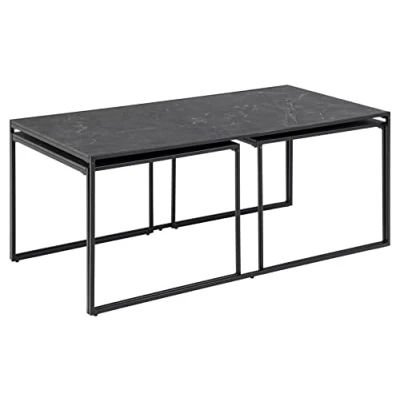 Abbildung von ACTONA GROUP Beistelltisch &quot;Infinity&quot;, (Set, 3 Stück), Satz mit Tischen, Schlittenbeine aus schwarzem Metall, 2 st)