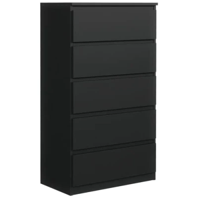 Abbildung von meble masztalerz Kommode Schwarz Matt mit 5 Schubladen 70 cm, Sideboard Wohnzimmer, Schlafzimmer H: 124,5 B: T: 39 cm Schubladen, Schubladenschrank