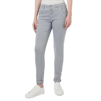 Abbildung von Cream Damen Women&#039;s Pants Twill Slim Fit Midrise Waist Button Fastening Full Length Hose, Silver Sconce,