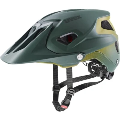 Abbildung von uvex quatro integrale Tocsen extrem leichter MTB Helm für Damen und Herren inkl. Sturzsensor individuelle Größenanpassung Waldsenfmatte (forest mustard mat) 56 61 cm