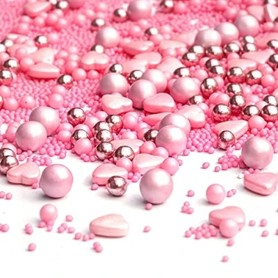 Abbildung von STREUSEL Mix Baroness rosa 90g von GLÜCK Zuckerstreusel Sprinkles Weihnachten Valentinstag perfekt als Tortendeko und Plätzchen Deko für Kindergeburtstag Geburtstag Hochzeit Herzen Cupcakes