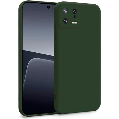 Abbildung von MyGadget Silikon Hülle kompatibel mit Xiaomi 13 5G Zweilagige Handyhülle Kameraschutz Cover Innenfutter &amp; außen Olivgrün