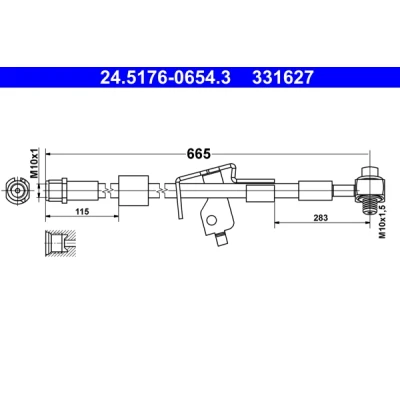 Abbildung von ATE 24.5176 0654.3 Bremsschläuche 654 M10x1 OPEL: Astra J Schrägheck, Sports Tourer, Zafira C CHEVROLET: Cruze Limousine