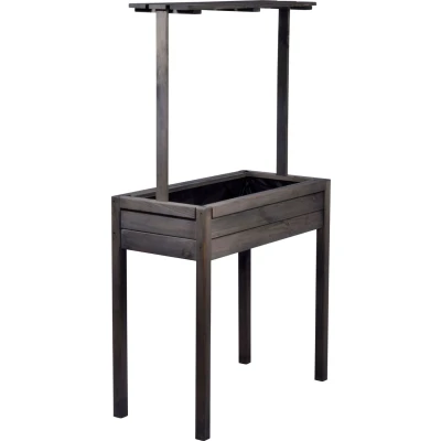 Abbildung von dobar® 58257FSCe Hochbeet Florenz Massiv Holz Salatbeet mit erhöhter Ablage Balkonbeet Schmal Erhöhtes Gemüsebeet inklusive Pflanzvlies 80 x 40 145 cm Anthrazit