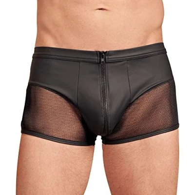 Abbildung von Herren Boxershort Mit Reißverschluss In Lederoptik Schwarz