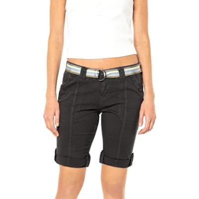 Abbildung von FRESH MADE Damen Bermuda Shorts mit glänzendem Gürtel Dark Grey XL