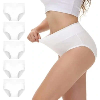 Abbildung von NUOZA Bauchweg Slip Damen Damenslips Baumwolle Mehrpack Weiß 5er Pack Hohe Taille Seamless Underwear Women Unterhosen Panty Bauchwegslip Shapewear Unterhose